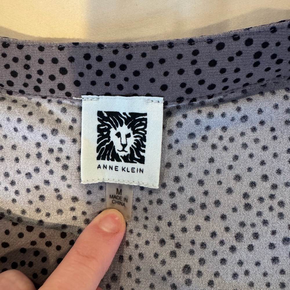 Anne Klein Black and Gray Dotted Blouse